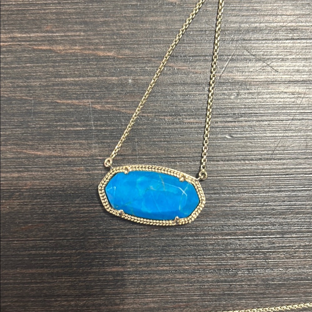 Kendra Scott Turquoise and Gold Necklace with Dainty Adjustable Chain - Picture 2 of 2